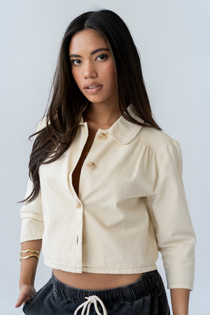 Cece Pleated Denim Jacket