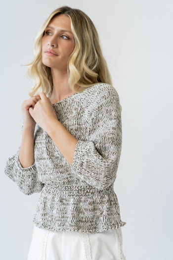 Maycie Two- Toned Sweater in Olive