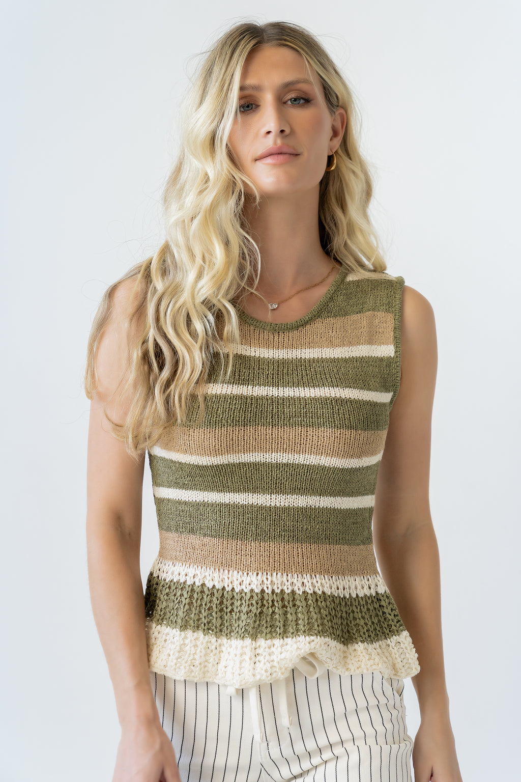 Tessa Striped Top in Olive