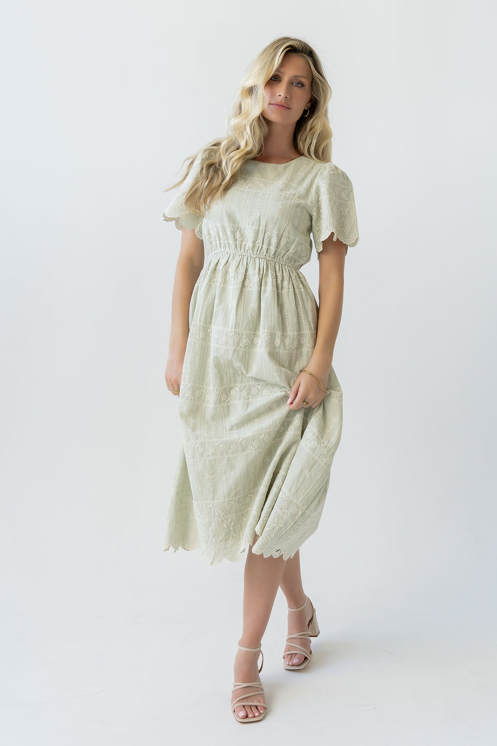 Scotty Embroidered Midi Dress
