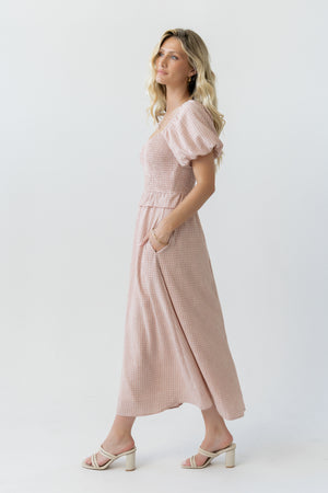 Renley Plaid Midi Dress in Clay Renley Plaid Midi Dress in Clay