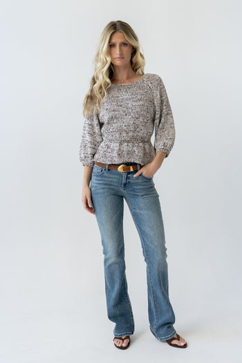 Maycie Two-Toned Sweater in Brown