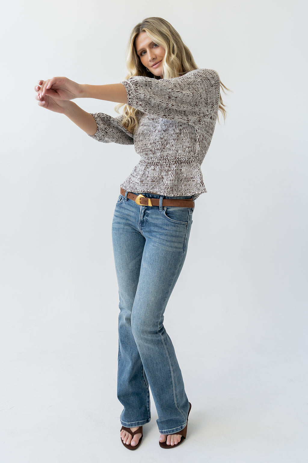Maycie Two-Toned Sweater in Brown