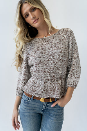 Maycie Two-Toned Sweater in Brown