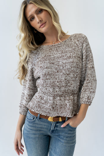Maycie Two-Toned Sweater in Brown