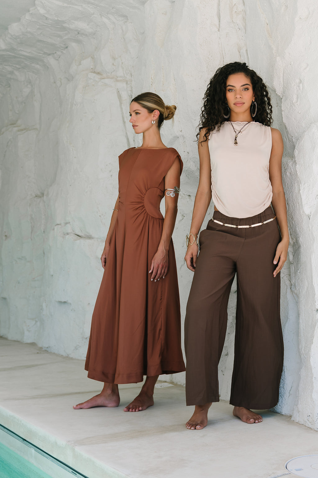 Nora Midi Dress in Terracotta