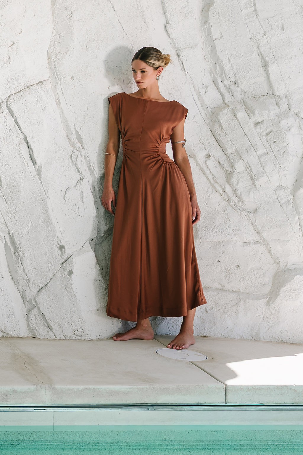 terracotta midi bridesmaid dress Rust Married: 23 Rust and Terracotta Bridesmaid Dresses We Love