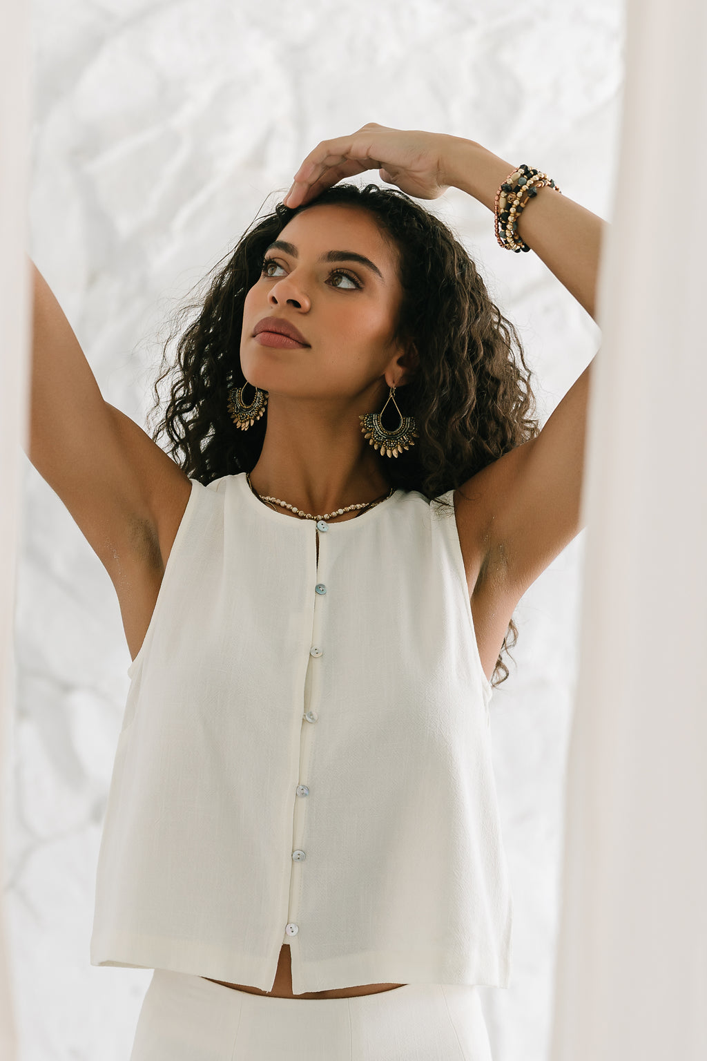 Ray Cropped Button Down Tank