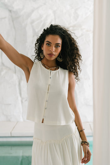 Ray Cropped Button Down Tank