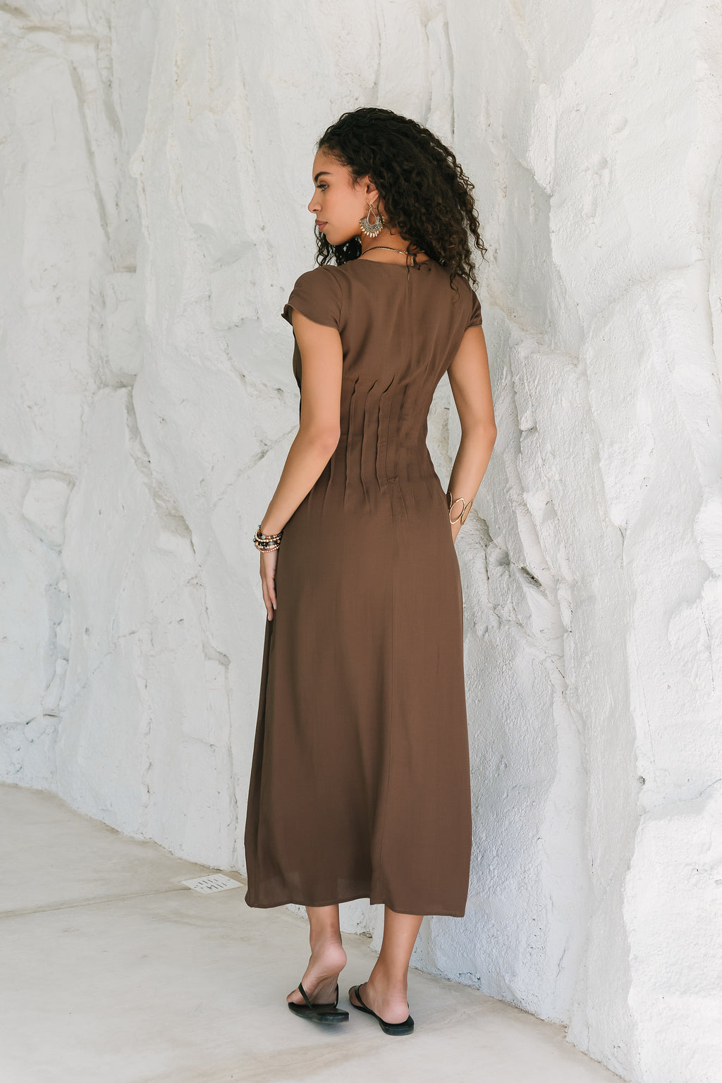 pleated brown dress böhme Carolina Pleated Maxi Dress in Brown