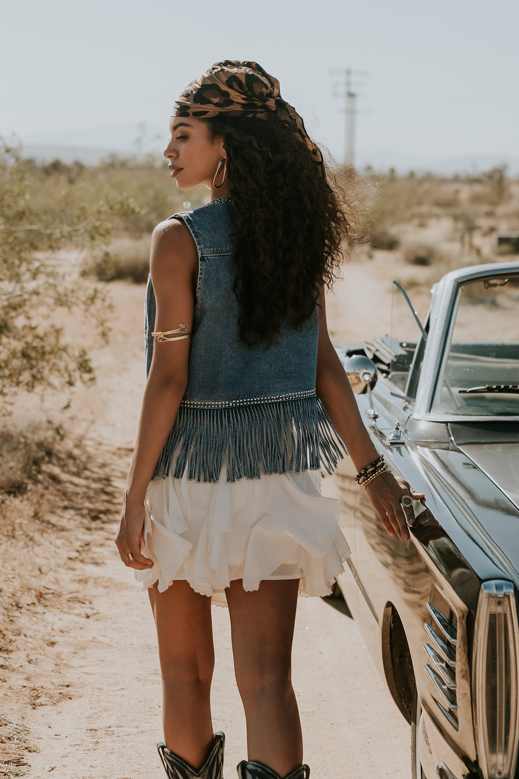 denim dress with fringe vest Strapless Light Wash Denim Fringe Dress