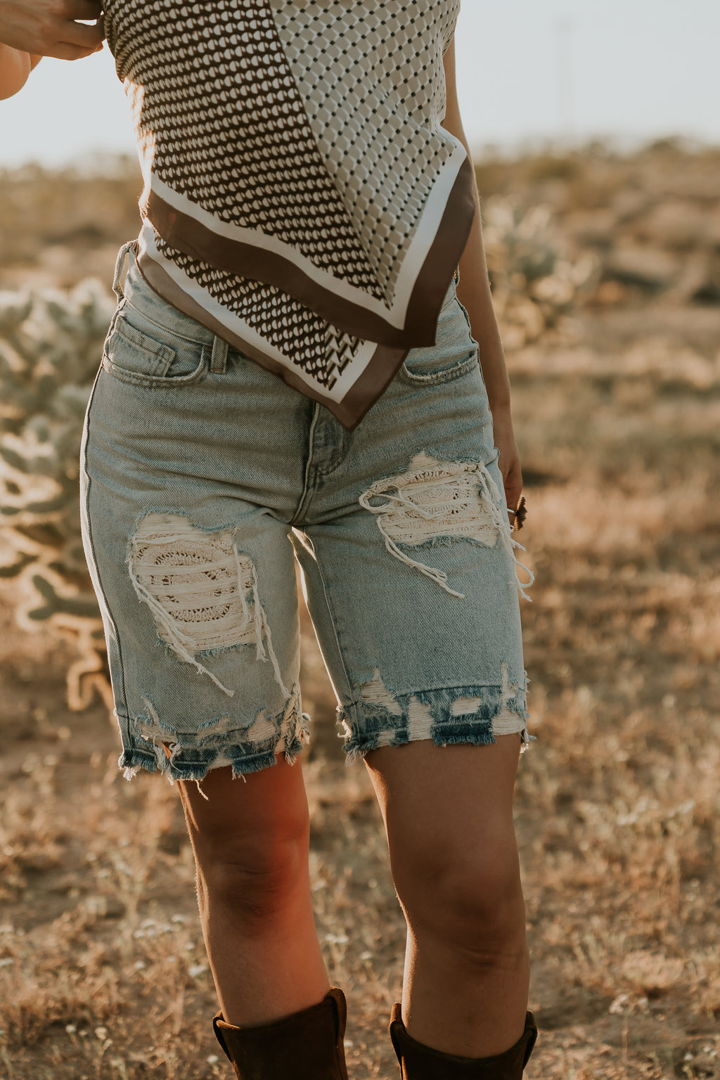 Cashe Distressed Bermuda Shorts