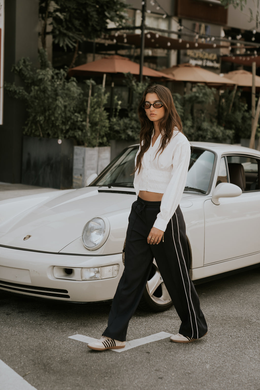 Emily Striped Wide Leg Pants in Navy