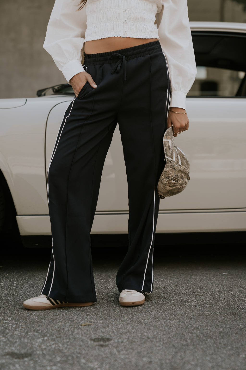 Emily Striped Wide Leg Pants in Navy Emily Striped Wide Leg Pants in Navy