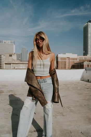 Taisley Striped Cropped Tank in Mint