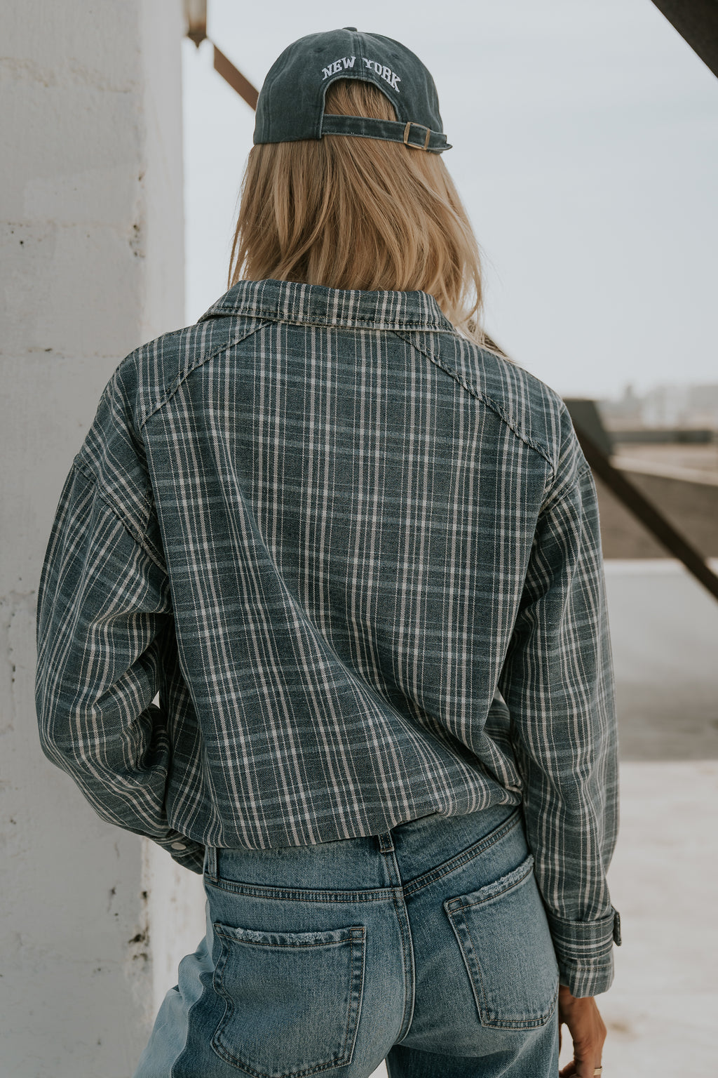 Regina Denim Jacket in Plaid Denim