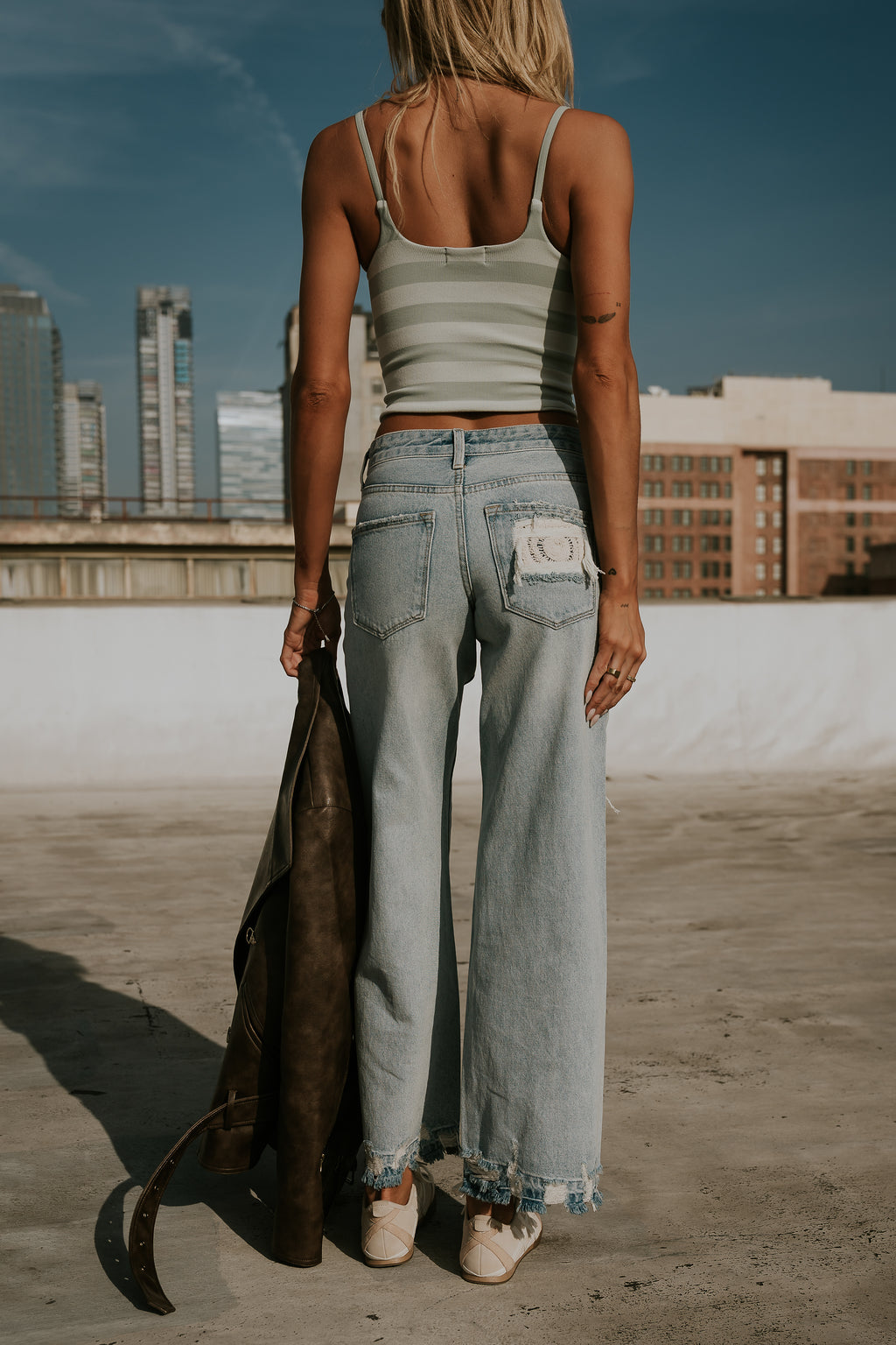 Taisley Striped Cropped Tank in Mint