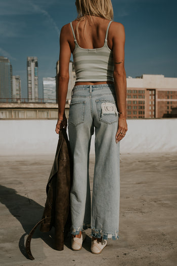 Taisley Striped Cropped Tank in Mint