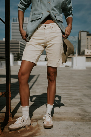 Layla Denim Shorts in Cream