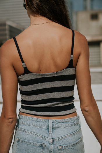 Taisley Striped Cropped Tank in Navy