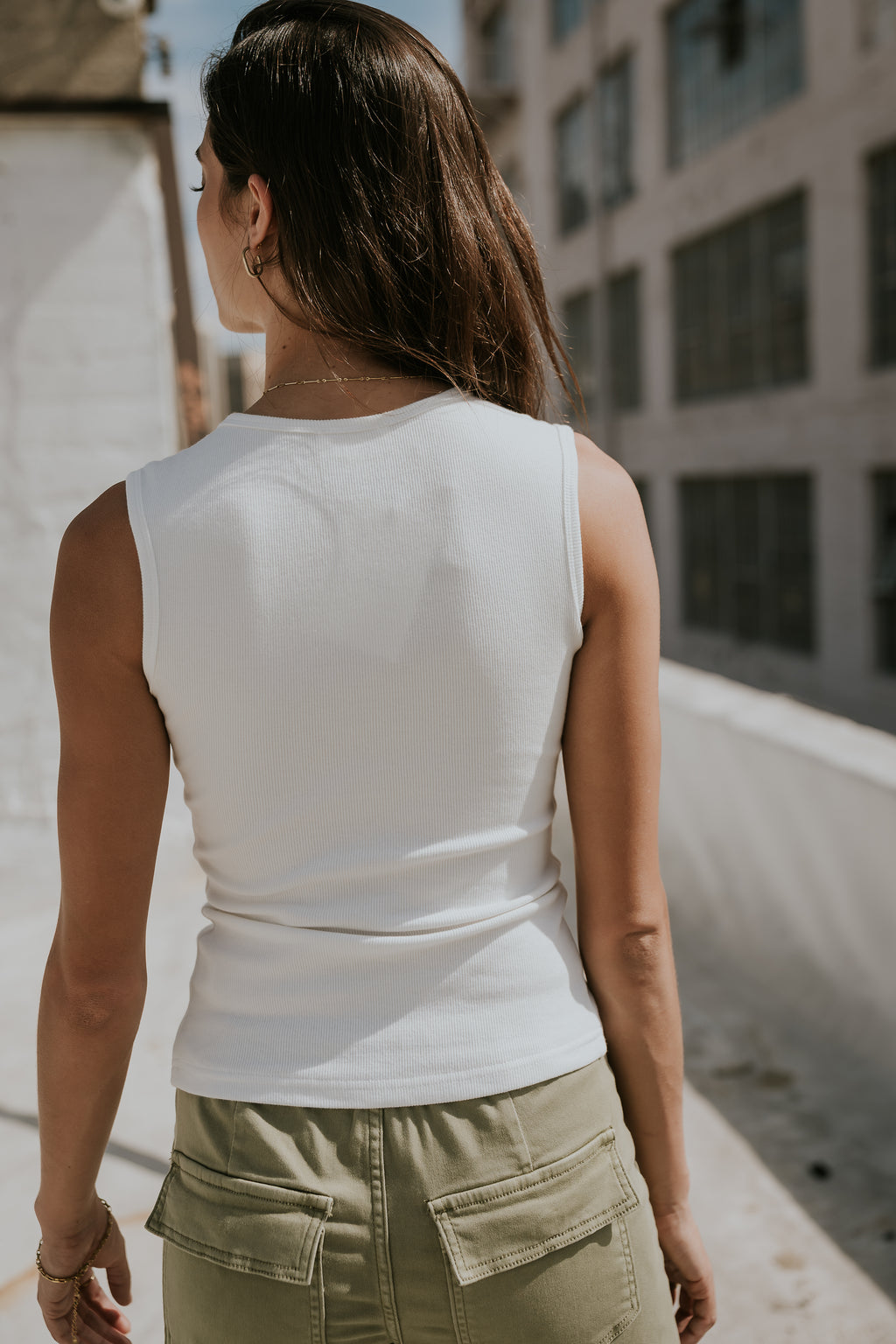 Lucas Button Up Tank Top in Ivory