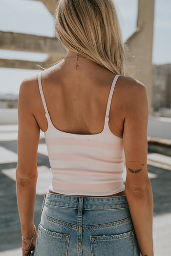 Taisley Striped Cropped Tank in Pink
