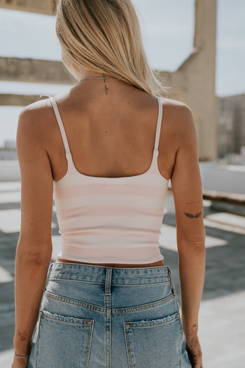 Taisley Striped Cropped Tank in Pink