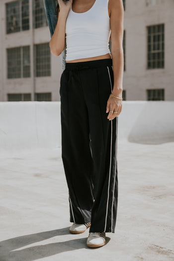 Emily Striped Wide Leg Pants in Navy