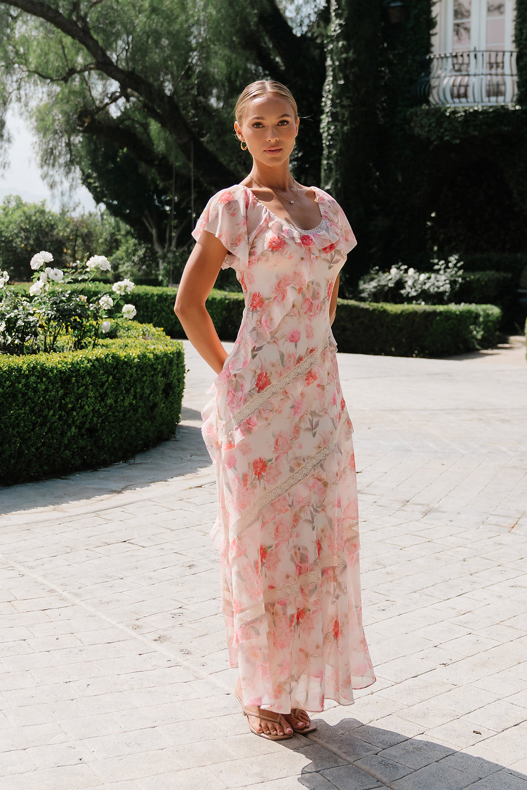 knee length dresses for ladies Lina Maxi Dress Green Floral