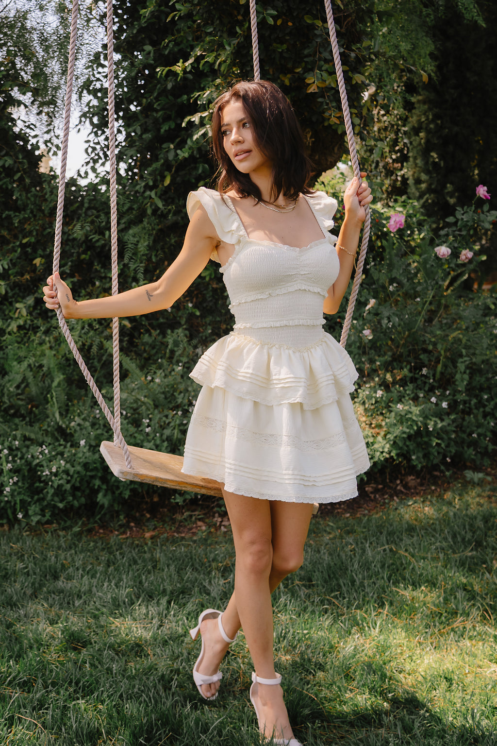 Vanessa Smocked Mini Dress in Yellow