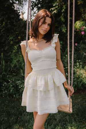 Vanessa Smocked Mini Dress in Yellow