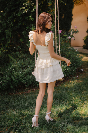 Vanessa Smocked Mini Dress in Yellow