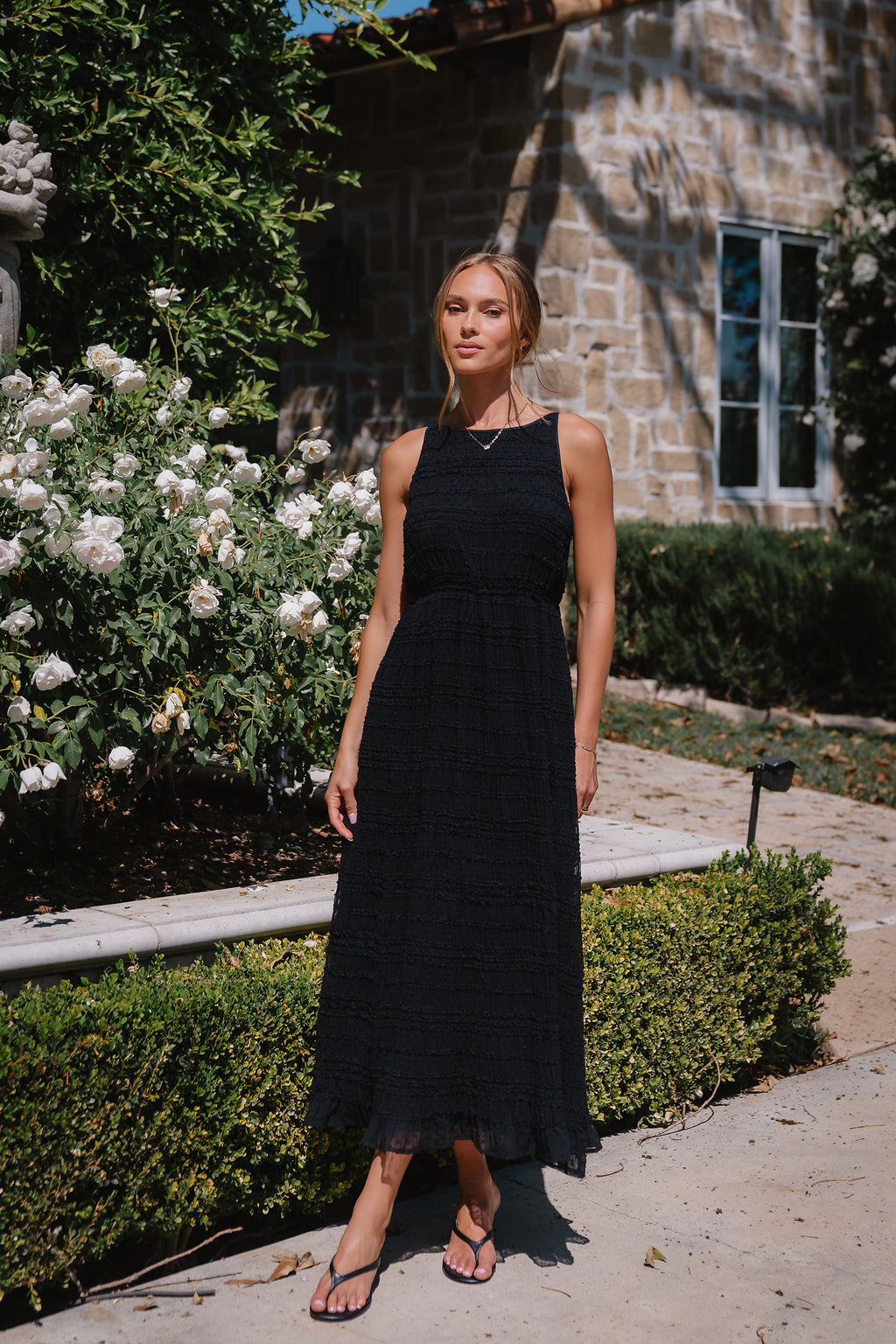 Jordy Textured Maxi Dress in Black