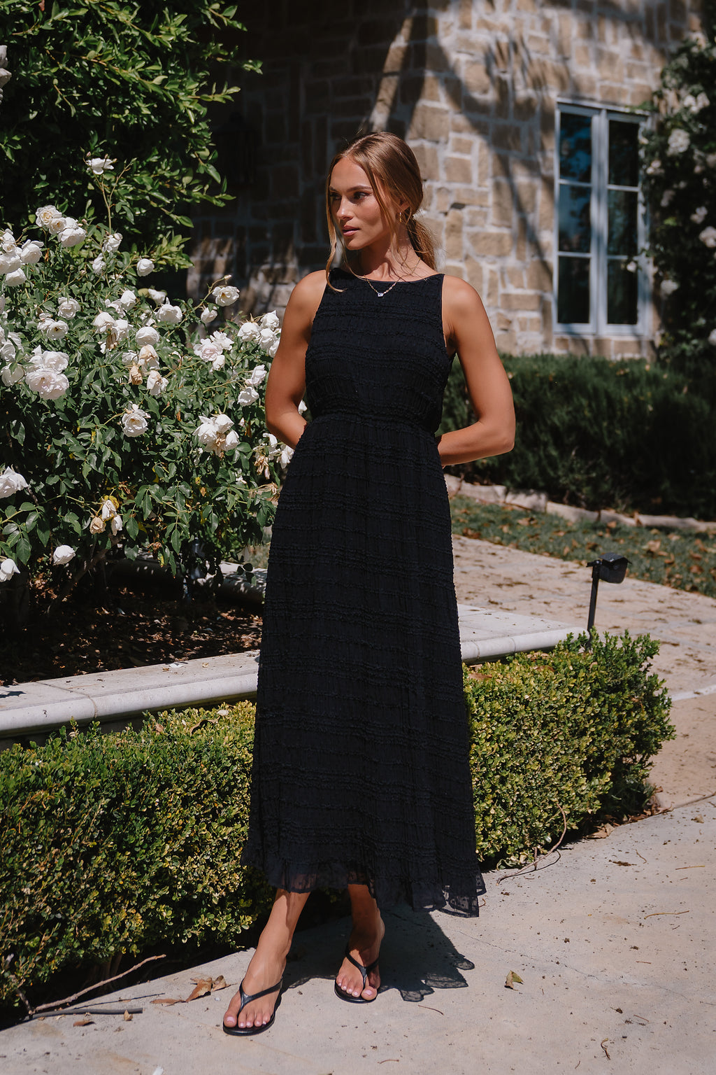 Jordy Textured Maxi Dress in Black