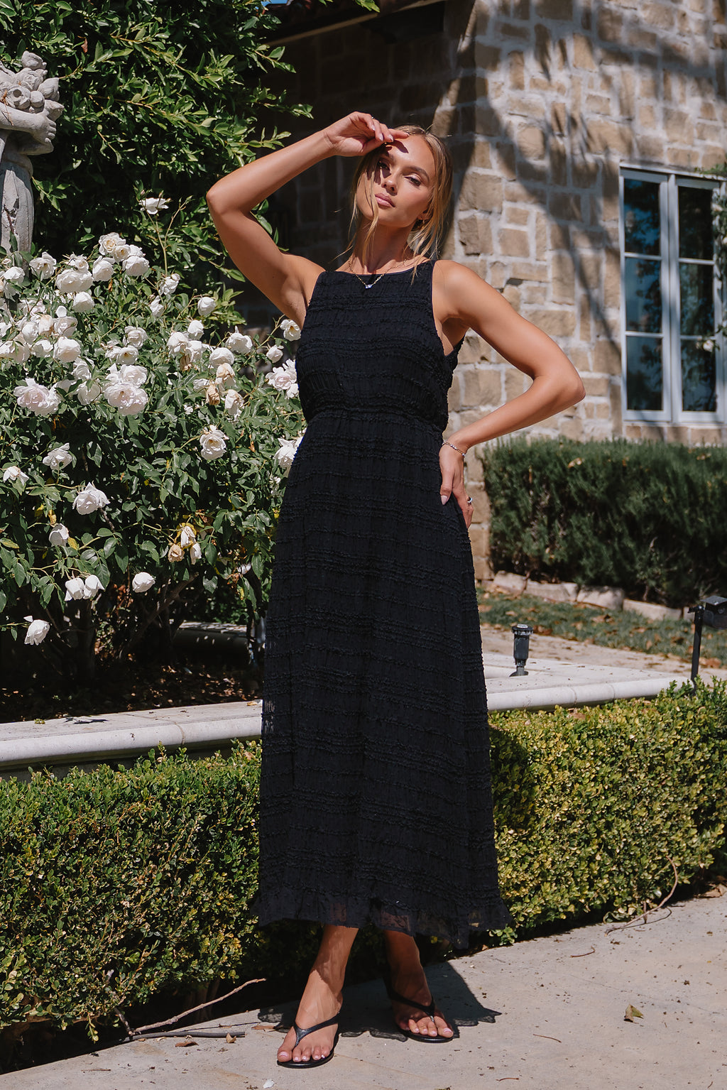 Jordy Textured Maxi Dress in Black