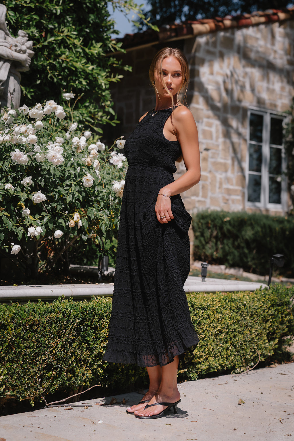 Jordy Textured Maxi Dress in Black