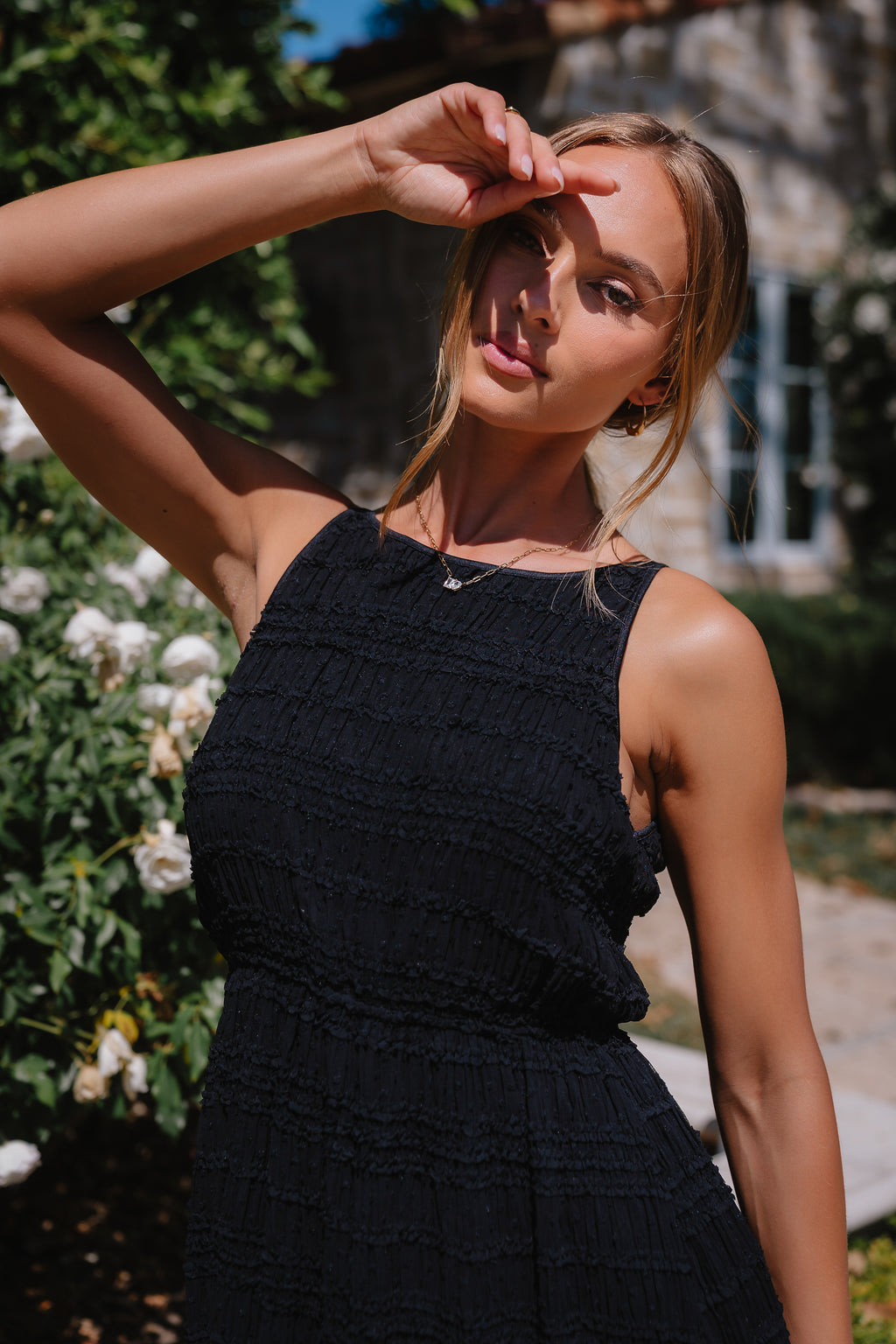 Jordy Textured Maxi Dress in Black