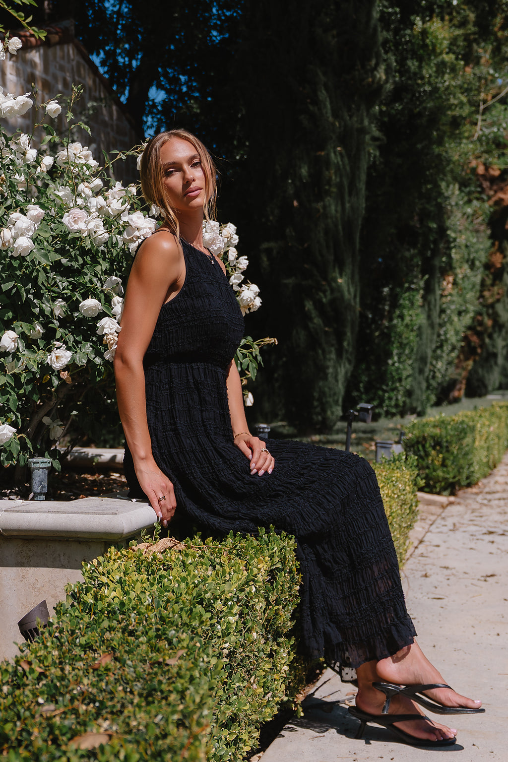 textured maxi dress Jordy Textured Maxi Dress in Black