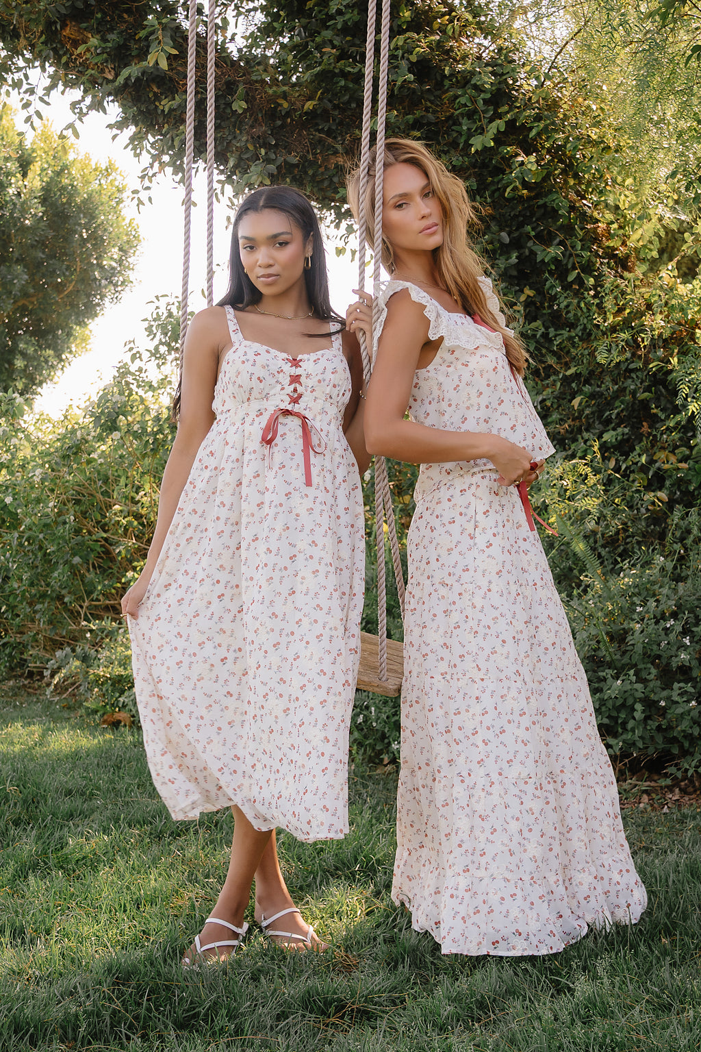 chara floral fit & flare midi dress 52seven Womens Plus 3/4 Sleeve Floral Midi Fit + Flare Dress