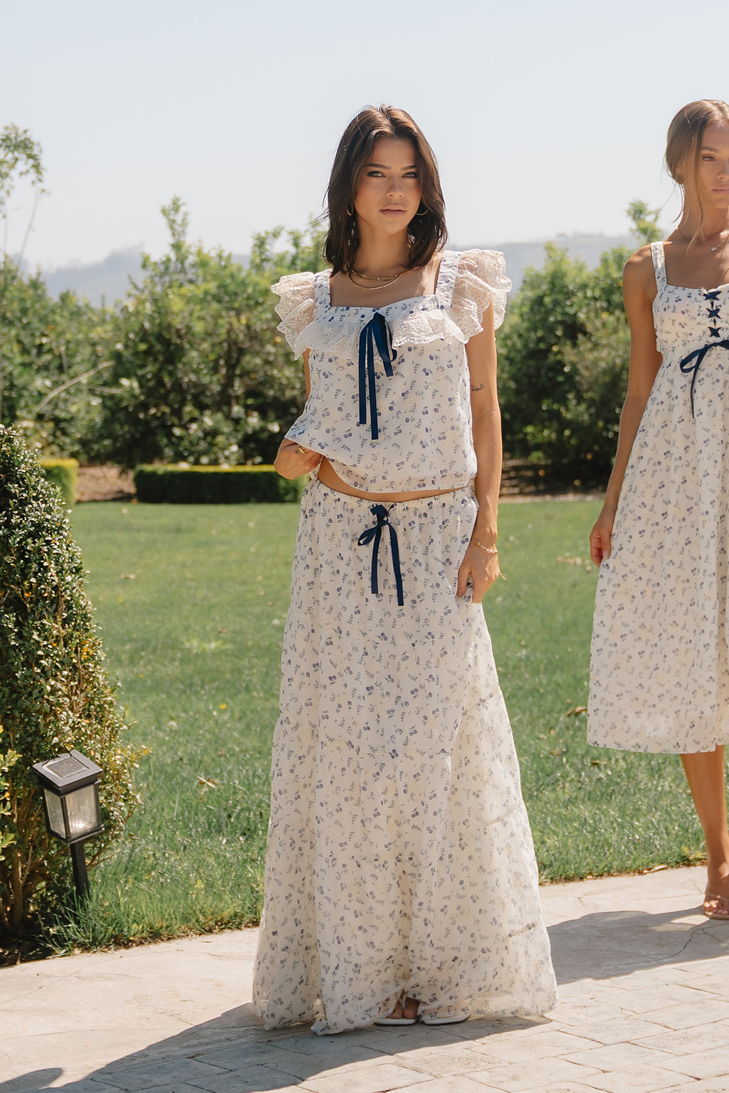 Simon Tiered Maxi Skirt in Blue