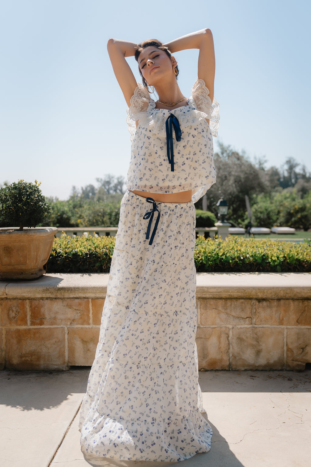 Simon Embroidered Top in Blue