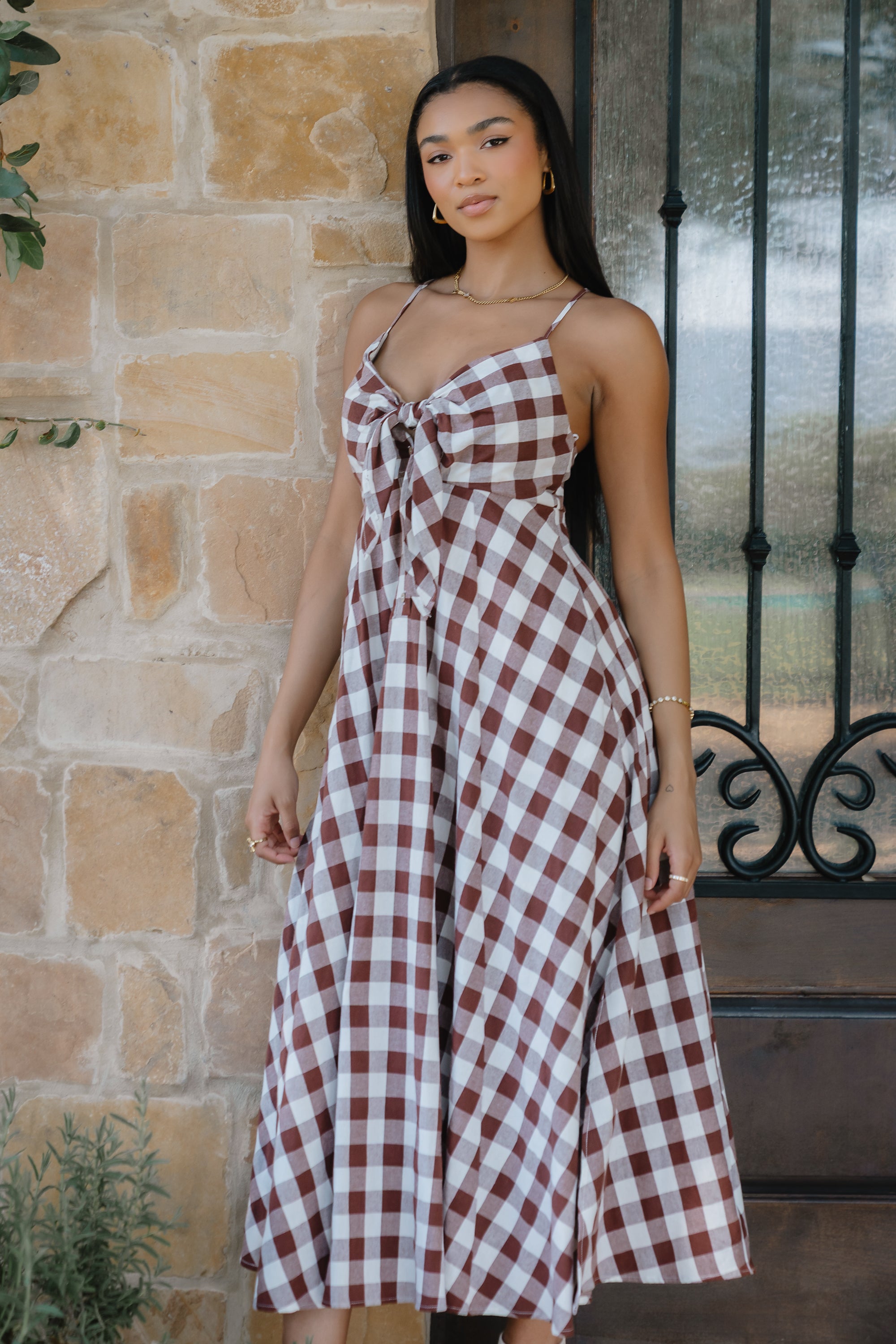 Mayzie Gingham Maxi Dress