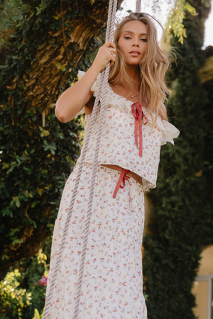Simon Embroidered Top in Red