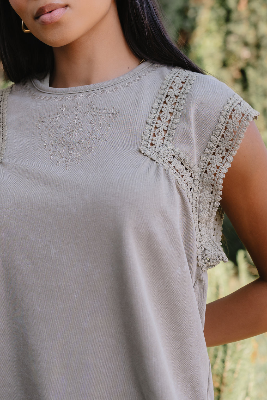 Maisey Embroidered Top in Green