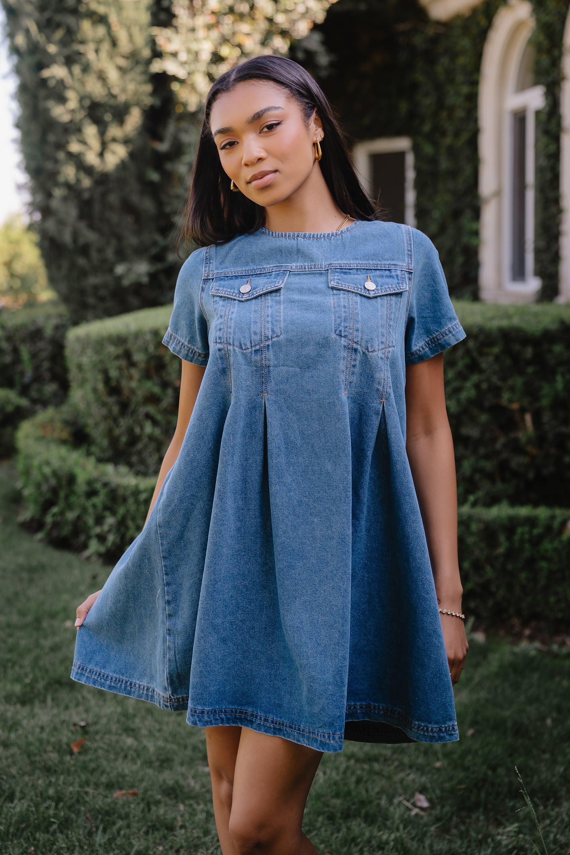 denim baby dress Zalara Doll XS / Medium Wash Ruffled flounce collar Size:Youth-Adult blue prom dress sequin These Walmart Christmas Dresses