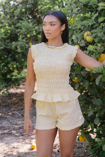 Mailee Plaid Shorts in Yellow