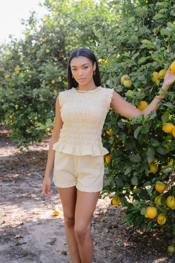 Mailee Plaid Shorts in Yellow