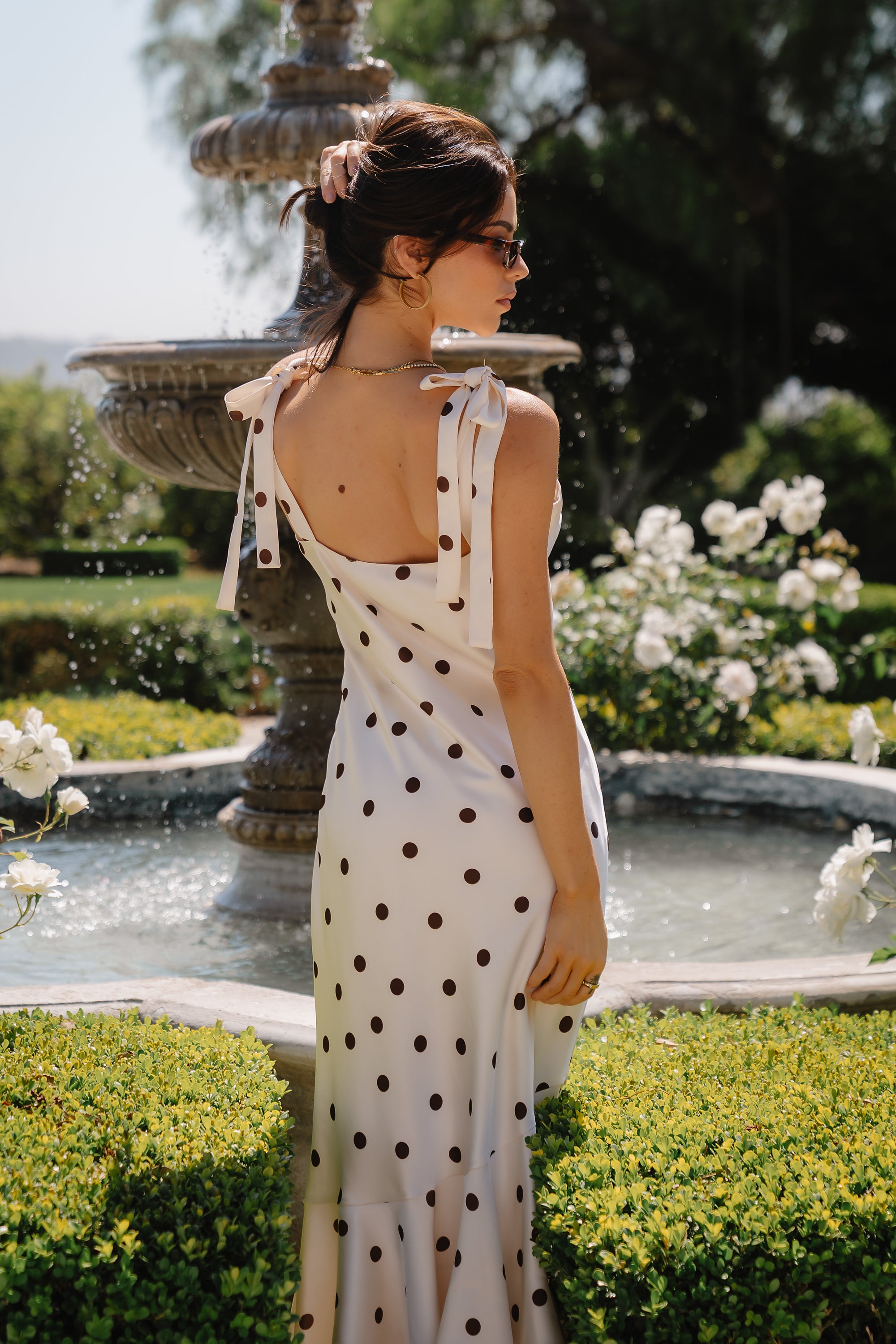 Emerie Polka Dot Maxi Dress M / Brown