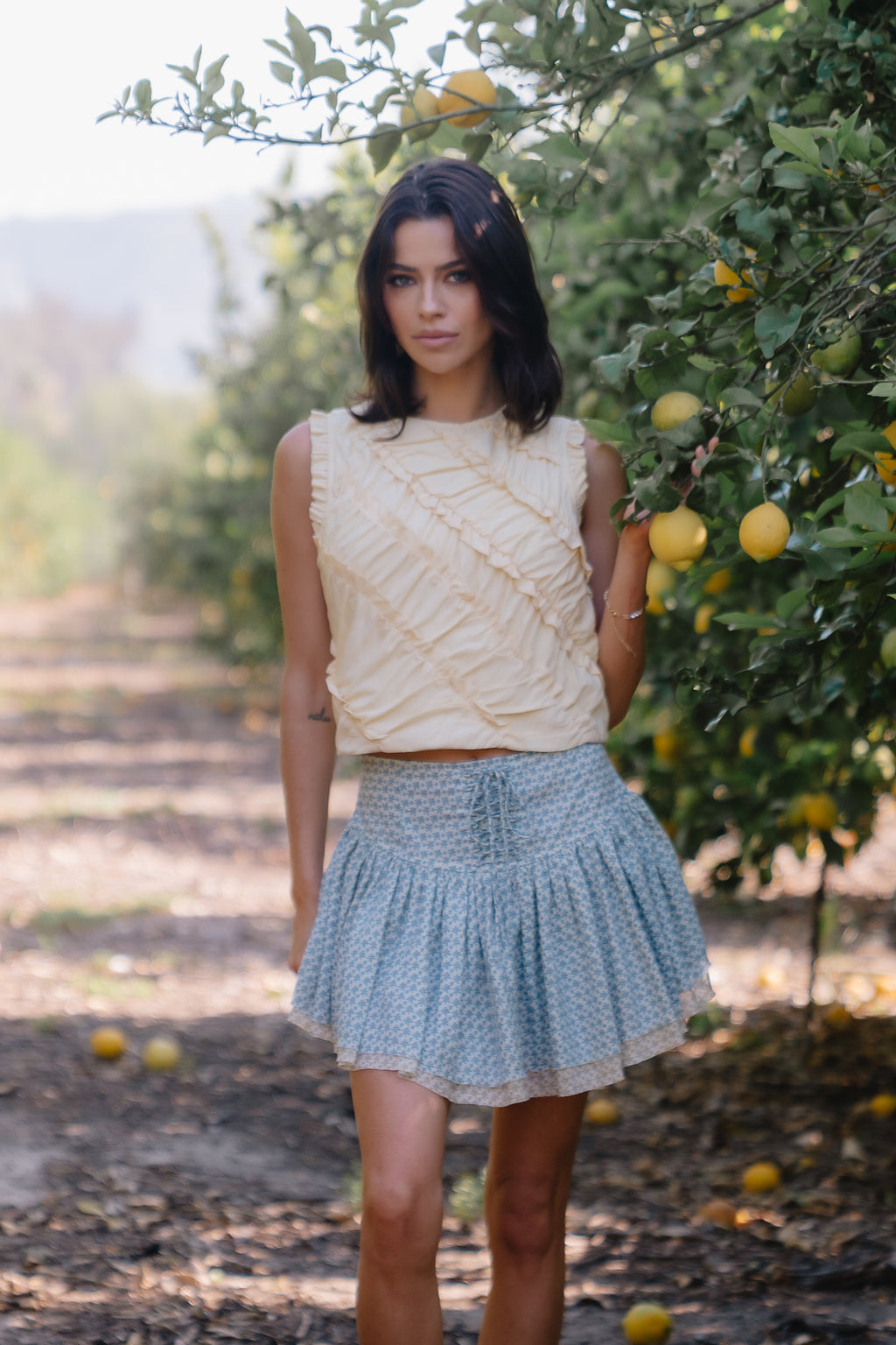 Andee Floral Mini Skirt in Blue
