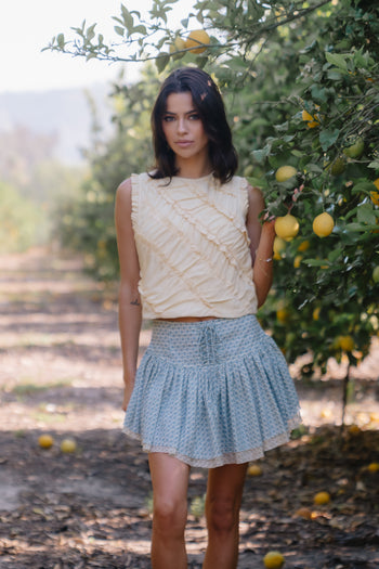 Andee Floral Mini Skirt in Blue